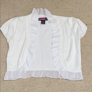 Girls white shirt sleeve cardigan